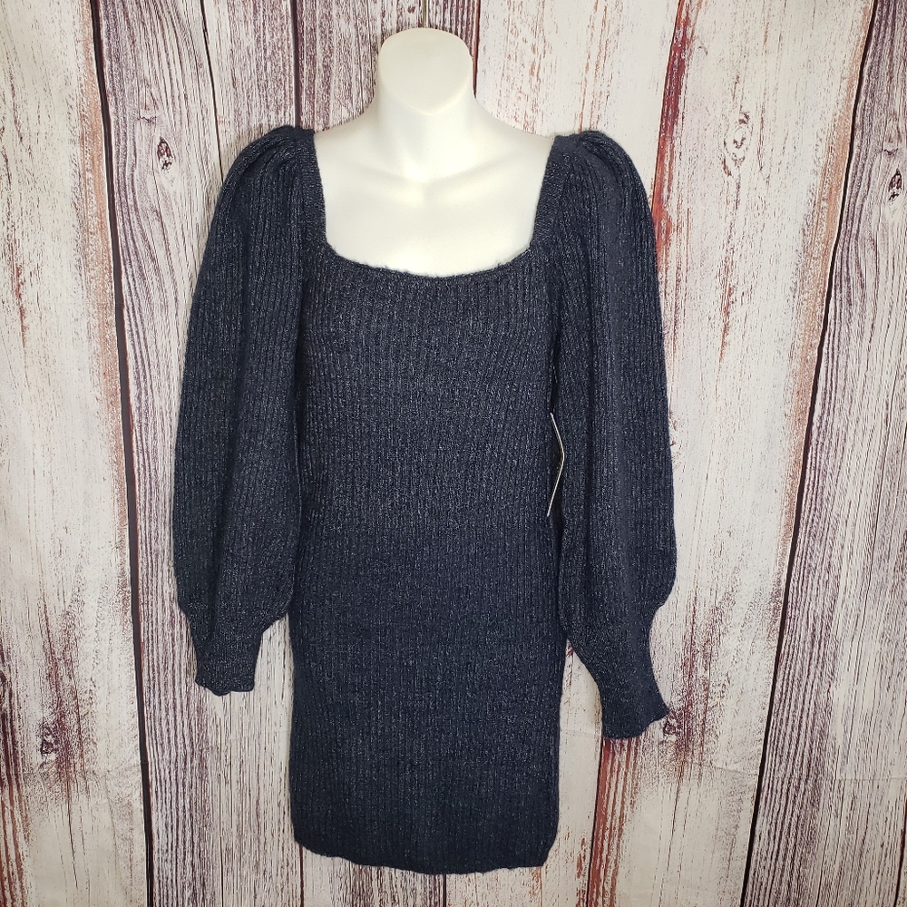 Anthropologie Flat White Navy Sweater Dress